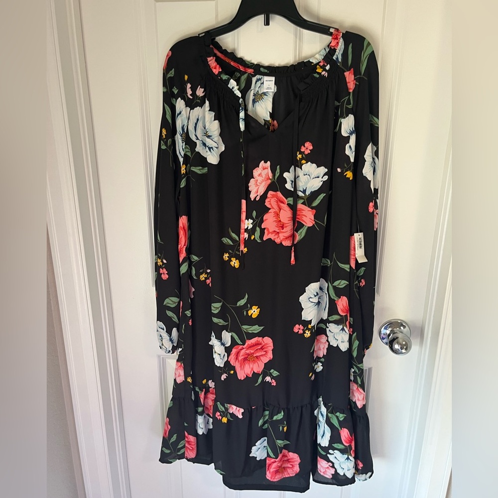 Old Navy Black Dress with Floral Print